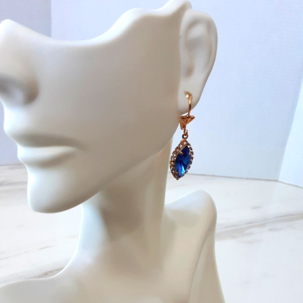 FAUX MARQUISE SAPPHIRE DIAMOND EARRINGS